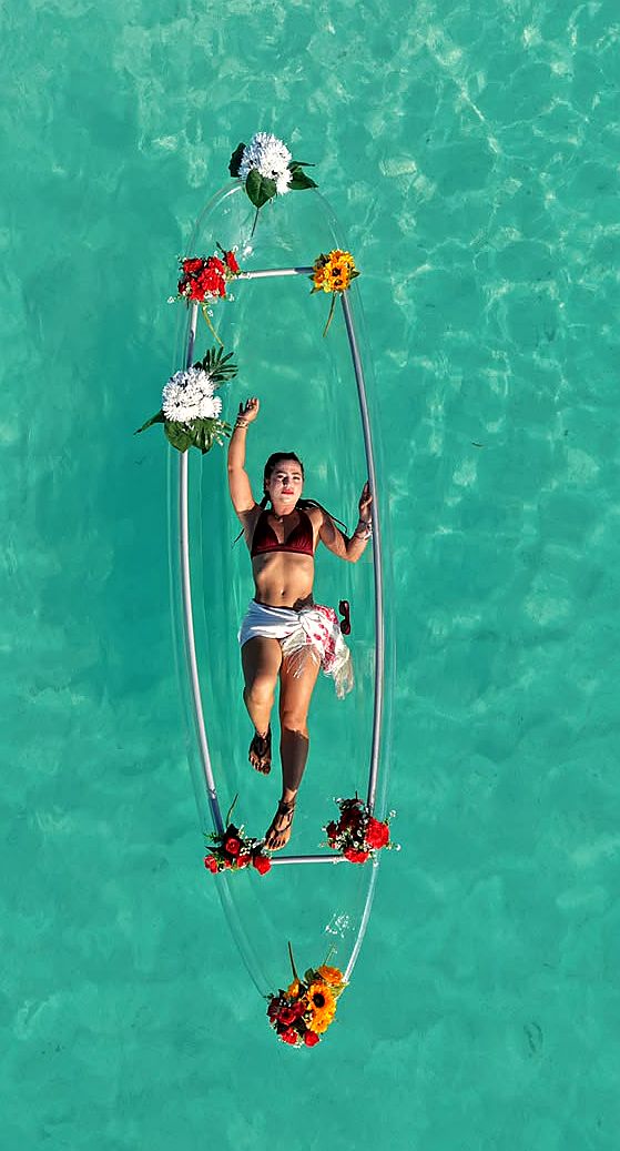 Clear kayak on turquoise water